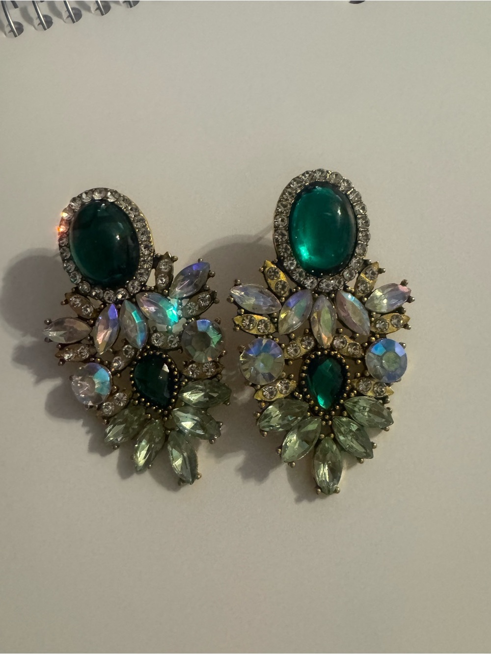 Emerald Green Crystal Cluster Drop Earrings - Women Jewelry